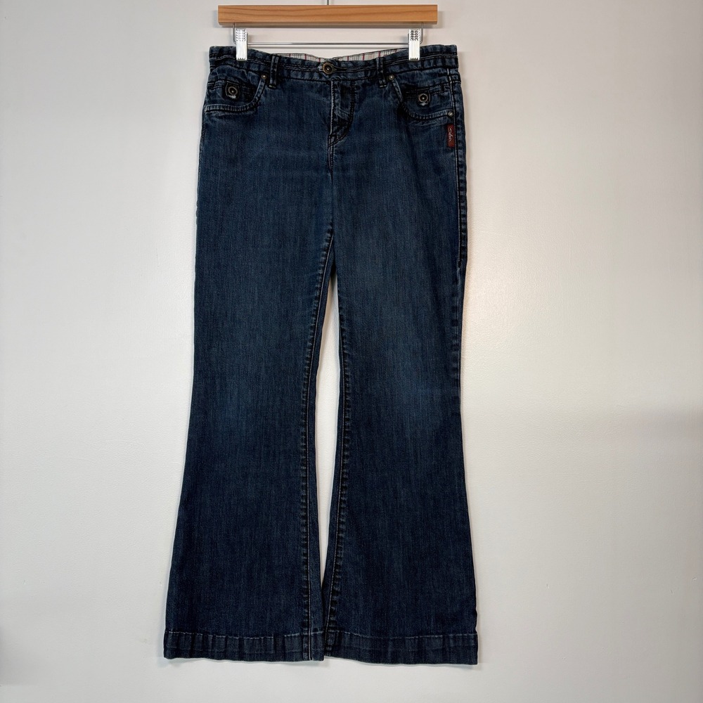 Silver Jeans Women Chantal Flare Jeans 30/34 Blue Dark Wash Denim L1220SM462 Y2K